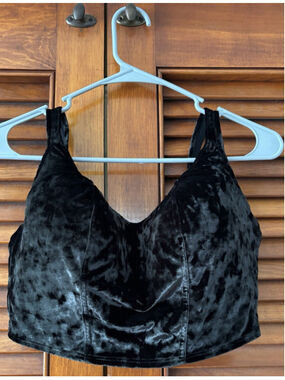 Victoria's Secret Black Velvet Velor Wireless Bustier Bra Sz L-DD